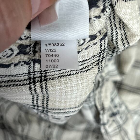 LOFT‎ Shirt Womens Large Black Ruffle Tie Neck Southwestern Aztec Western Chore - Picture 5 of 8